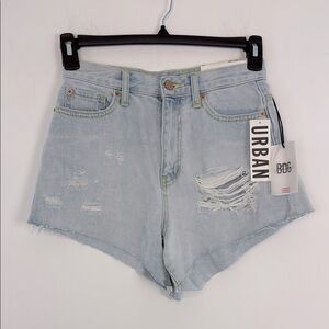 BDG Pitched Waist Denim Shorts. Size 26. NWT. Light Wash. Distressed.
